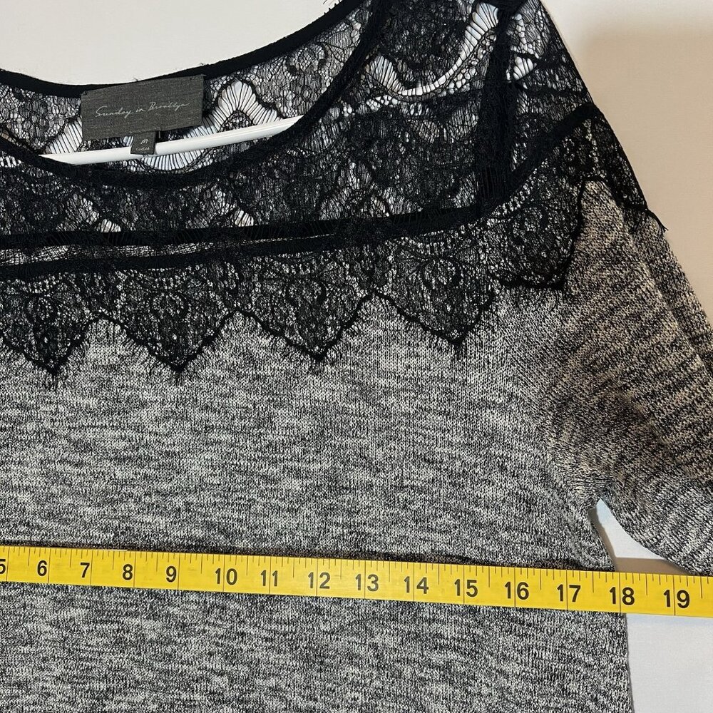 Anthropologie Sunday In Brooklyn Sweater Tunic Medium Size Lace Black Silver - Picture 5 of 9